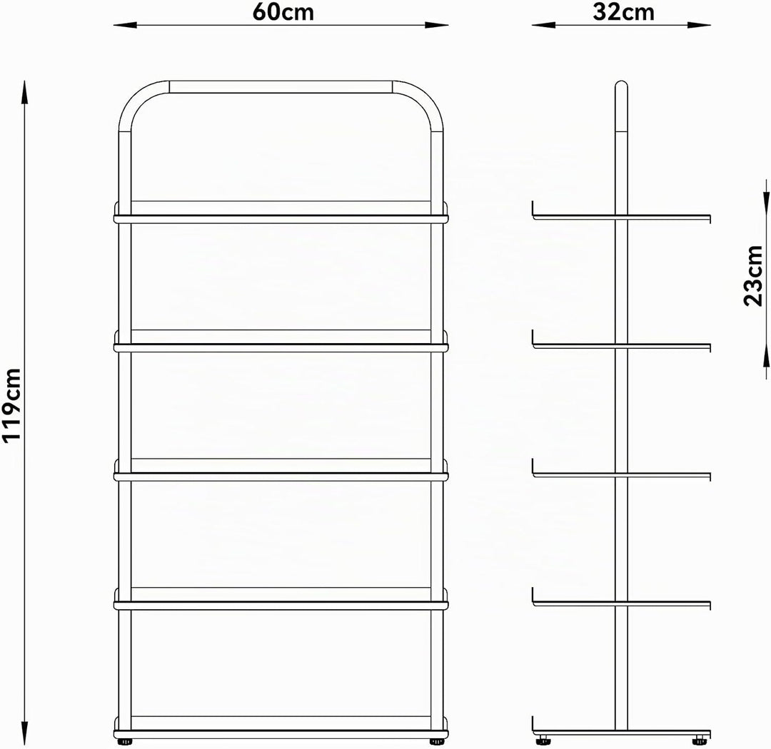 [en.casa] Schuhregal schmal Poytya mit 5 Ebenen Metall 119 x 60 x 32 cm Schuhständer für 10 Paare Sc