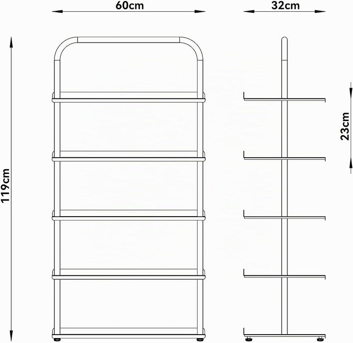 [en.casa] Schuhregal schmal Poytya mit 5 Ebenen Metall 119 x 60 x 32 cm Schuhständer für 10 Paare Sc