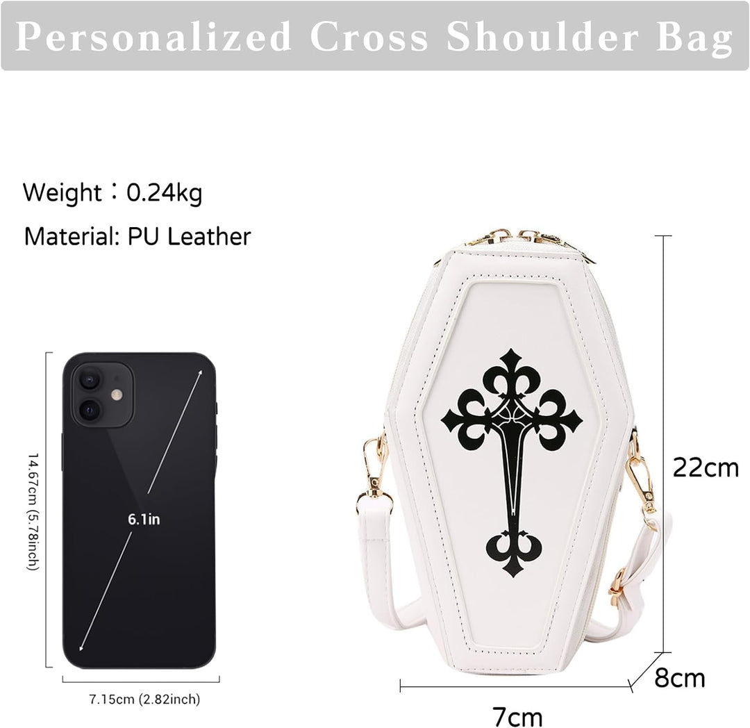 PORRASSO Gothic Sarg Umhängetasche Damen Schultertasche Crossbody Bag Messenger-Tasche für Halloween