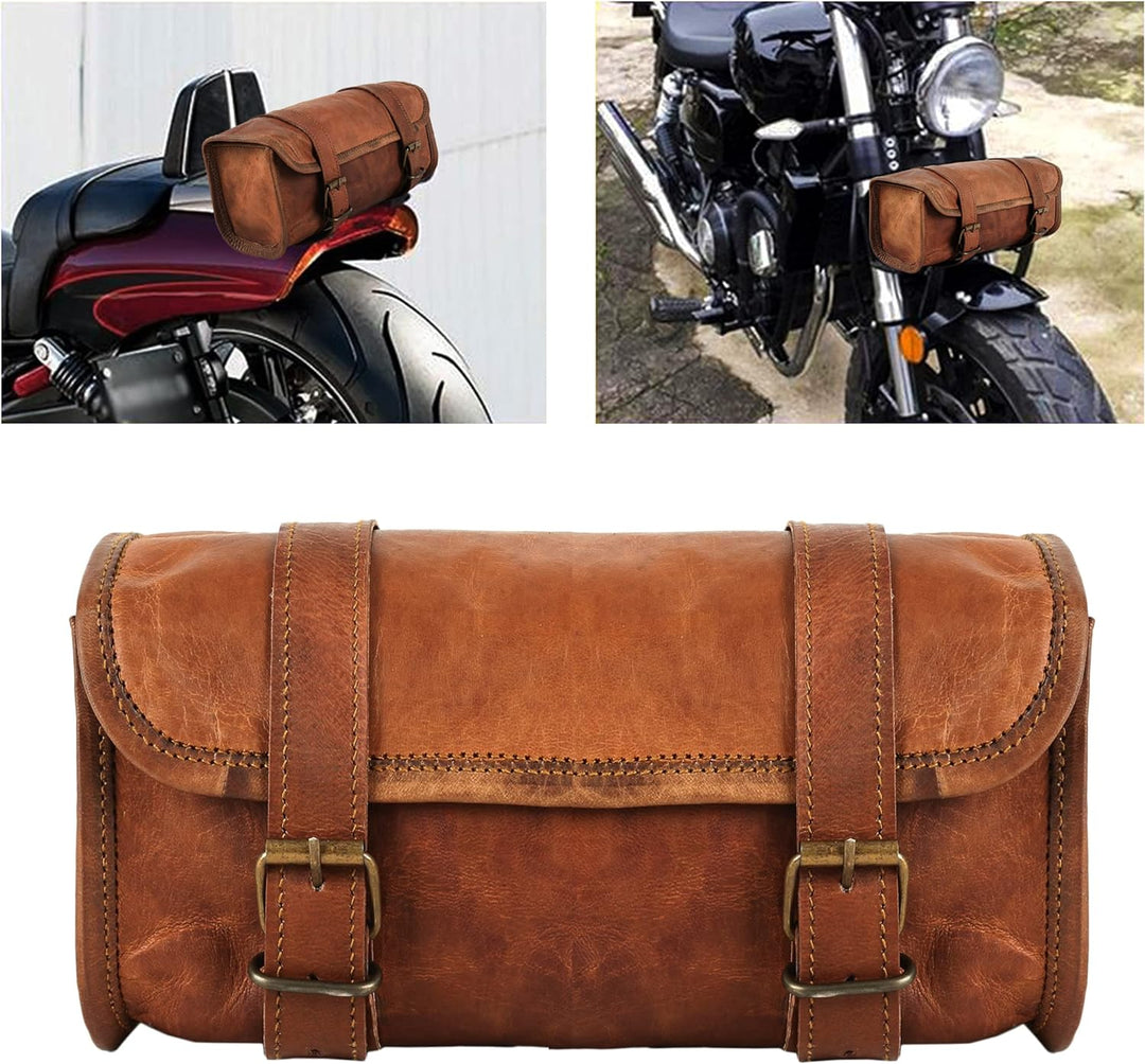 The Vintage Stuff Leder Lenkertasche Braun Sattel Motorradtasche Fahrrad Werkzeugtasche Buff Leder R