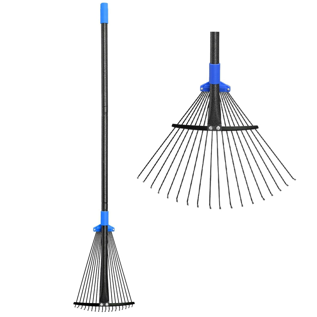 Rasenrechen Garten Laubrechen, 75-150cm Verstellbesen Laubbesen Rechen, Laubrechen Metall,Laubbesen
