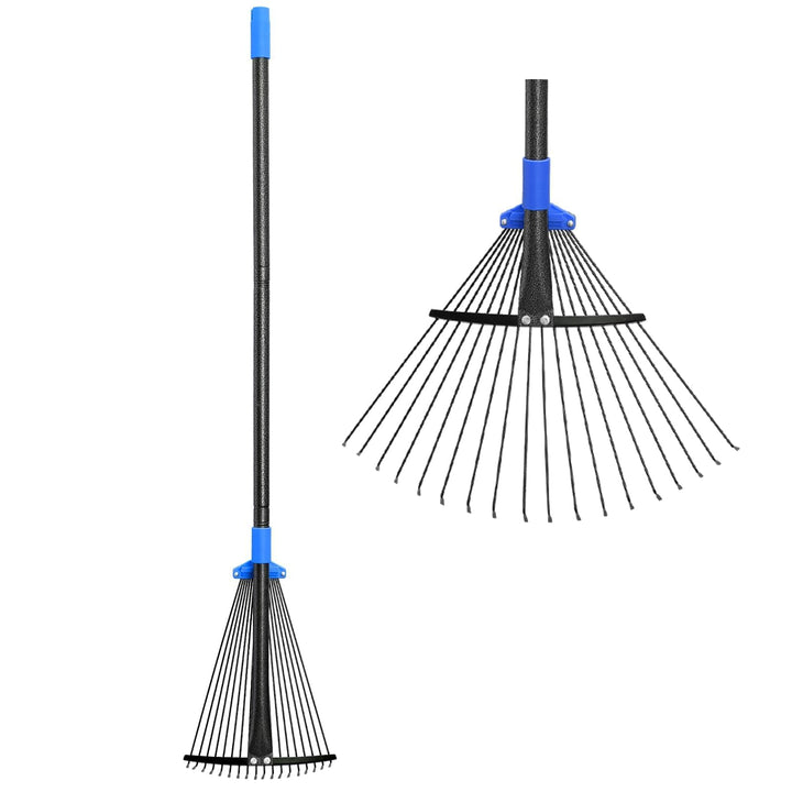 Rasenrechen Garten Laubrechen, 75-150cm Verstellbesen Laubbesen Rechen, Laubrechen Metall,Laubbesen