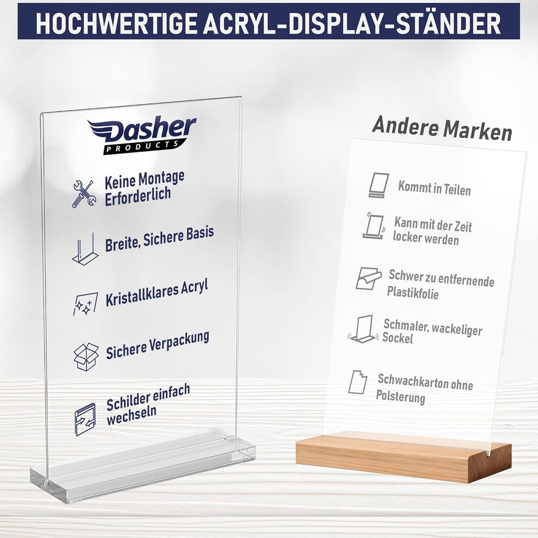 A4 Acryl-Schilderhalter, 6 Stück, schlank and vielseitig, polierte Kanten, double display, Plexiglas