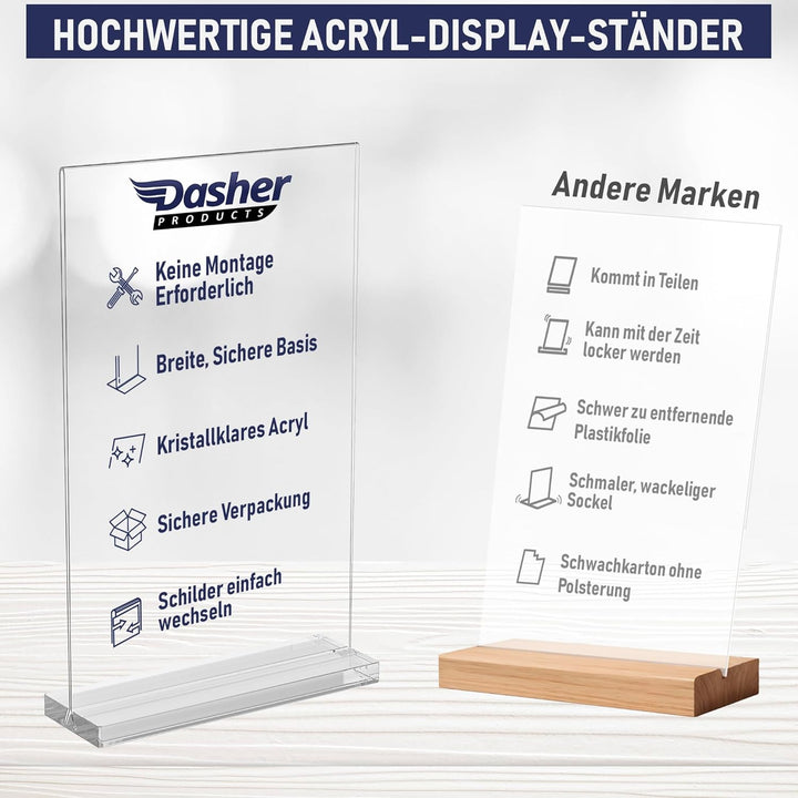 A4 Acryl-Schilderhalter, 6 Stück, schlank and vielseitig, polierte Kanten, double display, Plexiglas