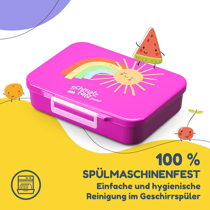 Schmatzfatz Lunchbox, Unterteilte Brotdose Kinder, Lunchbox mit Fächern, Bunte Bento-Box für Schule