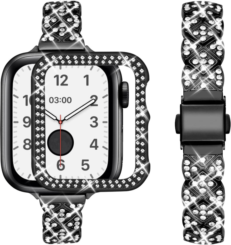 wutwuk Apple Watch Armband 38mm Glitzer Kompatibel mit Apple Watch 3 Armband 38mm mit Schutzhülle Sc