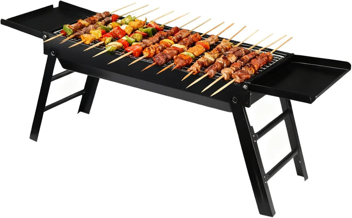 Zusammenklappbarer Grill,Faltbarer Picknick Kocher - Outdoor Grill mit Seitenablagen - Für Garten, C