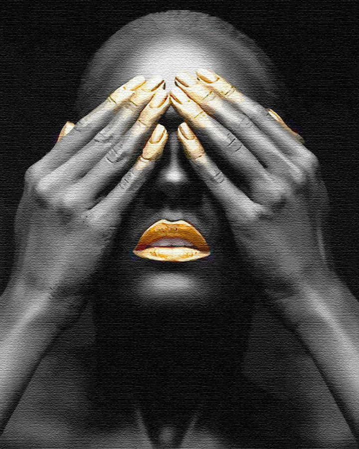 Artnapi Malen nach Zahlen Erwachsene mit Rahmen | DIY Handgemalt | Goldene Lippen | Kit für Anfänger