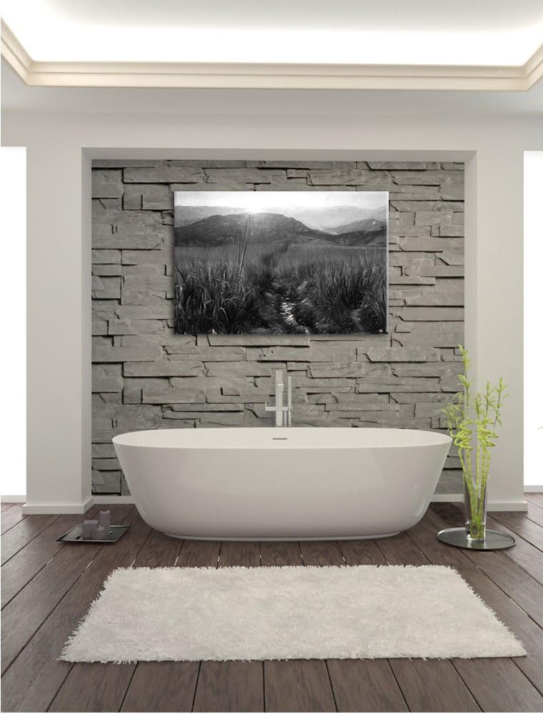 Pixxprint Reisfeld Plantage in Asien Kunst Kohle Effekt, Format: 100x70 auf Leinwand, 100x70