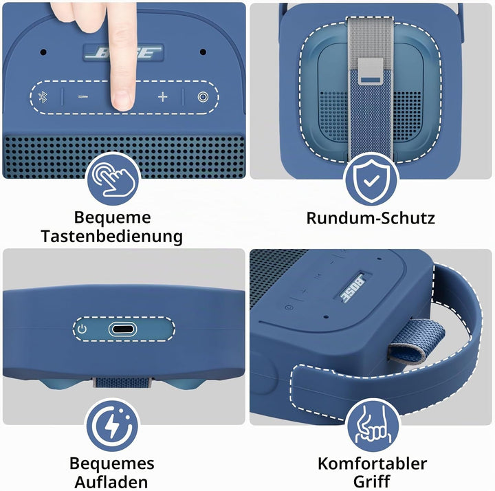Aenllosi Silikon-Schutzhülle für tragbaren Bluetooth-Lautsprecher Bose New SoundLink Micro (2. Gen.)