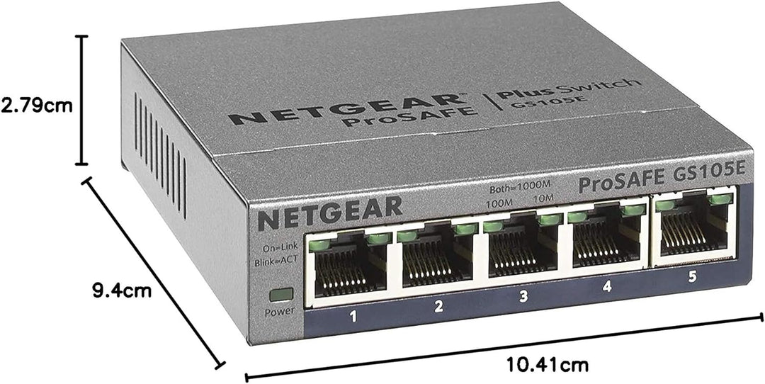 Netgear GS105E-200UKS ProSAFE Plus 5 Port Gigabit Ethernet Switch 5 Port verwaltet, 5 Port verwaltet