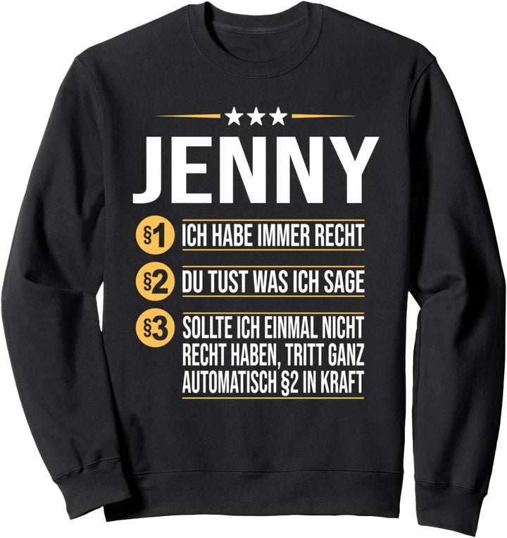 Jenny Vorname Geschenk-Idee Geburtstag Namensgeschenk Sweatshirt