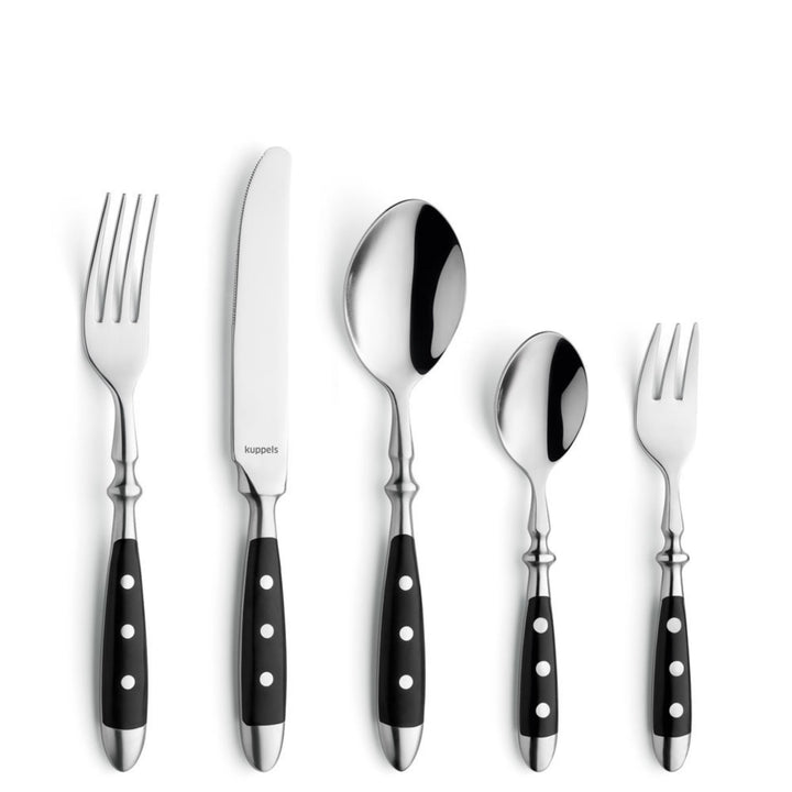 Kuppels COUNTRY Besteck Set 6 Personen 30-teilig, schwarzes Edelstahlbesteck mit 3-fach genieteten K