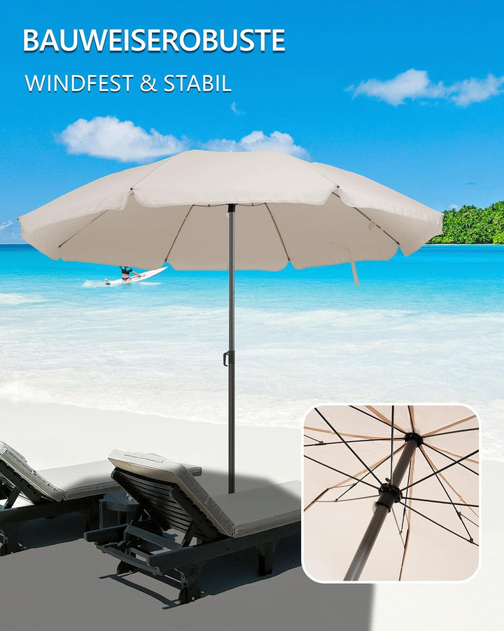 4smile Sonnenschirm Strand Ø 160 cm - UPF 50+ Praktischer Reise Sonnenschirm für Koffer - Funktionel