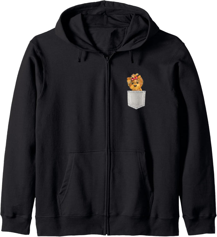 YORKSHIRE TERRIER Hund in Brusttasche Dog In A Pocket Kapuzenjacke