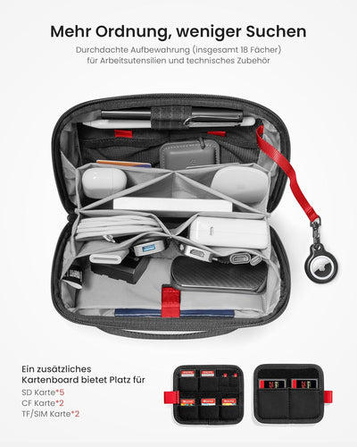 tomtoc Zubehörtasche Kabeltasche, Elektronik Tech Pouch Laptop Zubehör Organizer Tasche Cable Bag Re