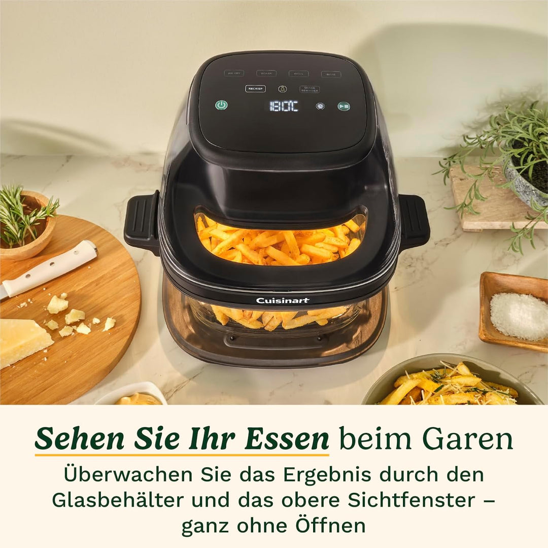 Cuisinart ClearView 3,8 L Heissluftfritteuse mit Glasbehälter | 5‑in‑1 Airfryer | Frittieren ohne Öl