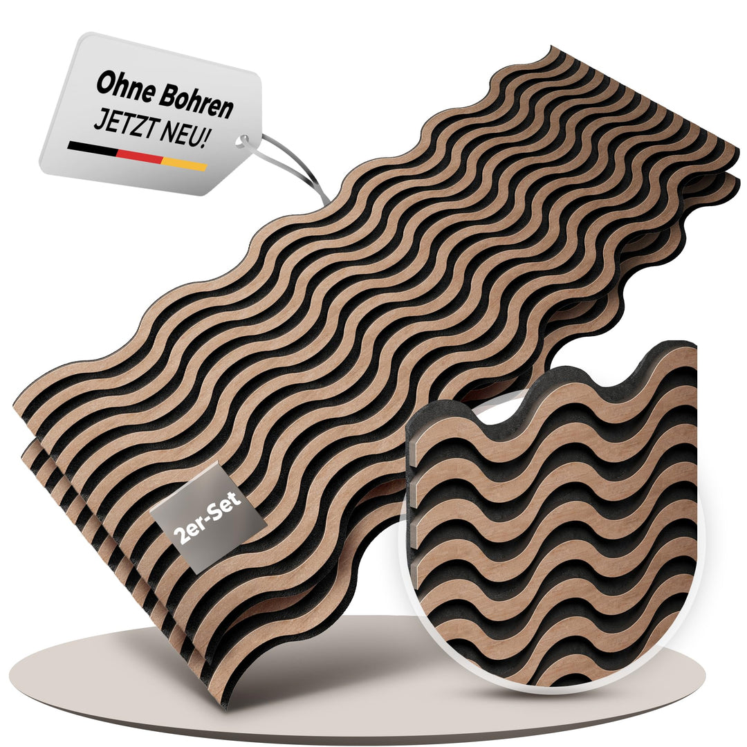Good Materialzz® Akustikpaneele selbstklebend,115x60x5 cm (2er set), Wandpaneele,Wandverkleidung inn