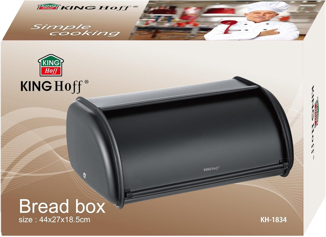 KING HOFF Brotkasten Brotbox Brotbehälter Brotdose (Schwarz, 44L x 27B x 18,5H cm) Schwarz 44L x 27B