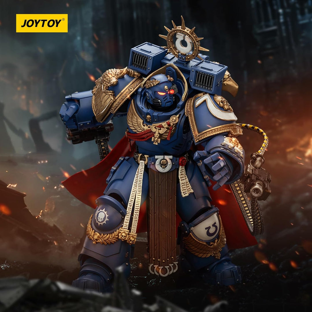 JOYTOY Warhammer 40k Space Marine 2, Ultramarines Marneus Calgar, Chapter Master with MKX Gravis Arm