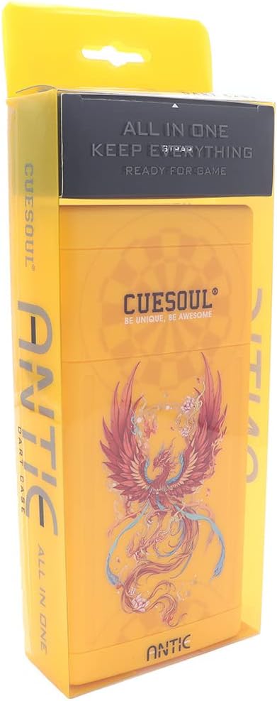 CUESOUL ANTIE Hard Dart Case, Hält 6 Steeldarts/Soft Tip Darts und zusätzliches Zubehör, mit Vier my