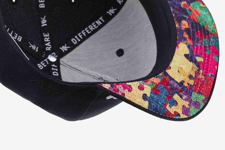 Nebelkind Snapback Cap Shorty Schwarz Puzzle Kurzer Schirm Kappe 5-Panel One Size