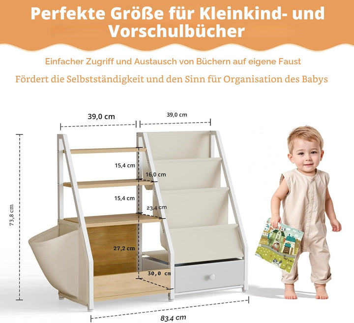 Kinder-Bücherregal und Spielzeugaufbewahrung – Bücherregal für Kinderzimmer, Kleinkind-Bücherregal f