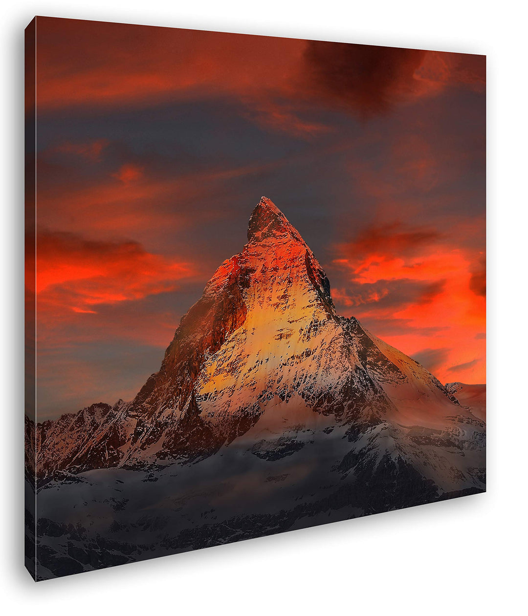 Matterhorn in der Schweiz Format: 60x60 als Leinwandbild, Motiv fertig gerahmt auf Echtholzrahmen, H