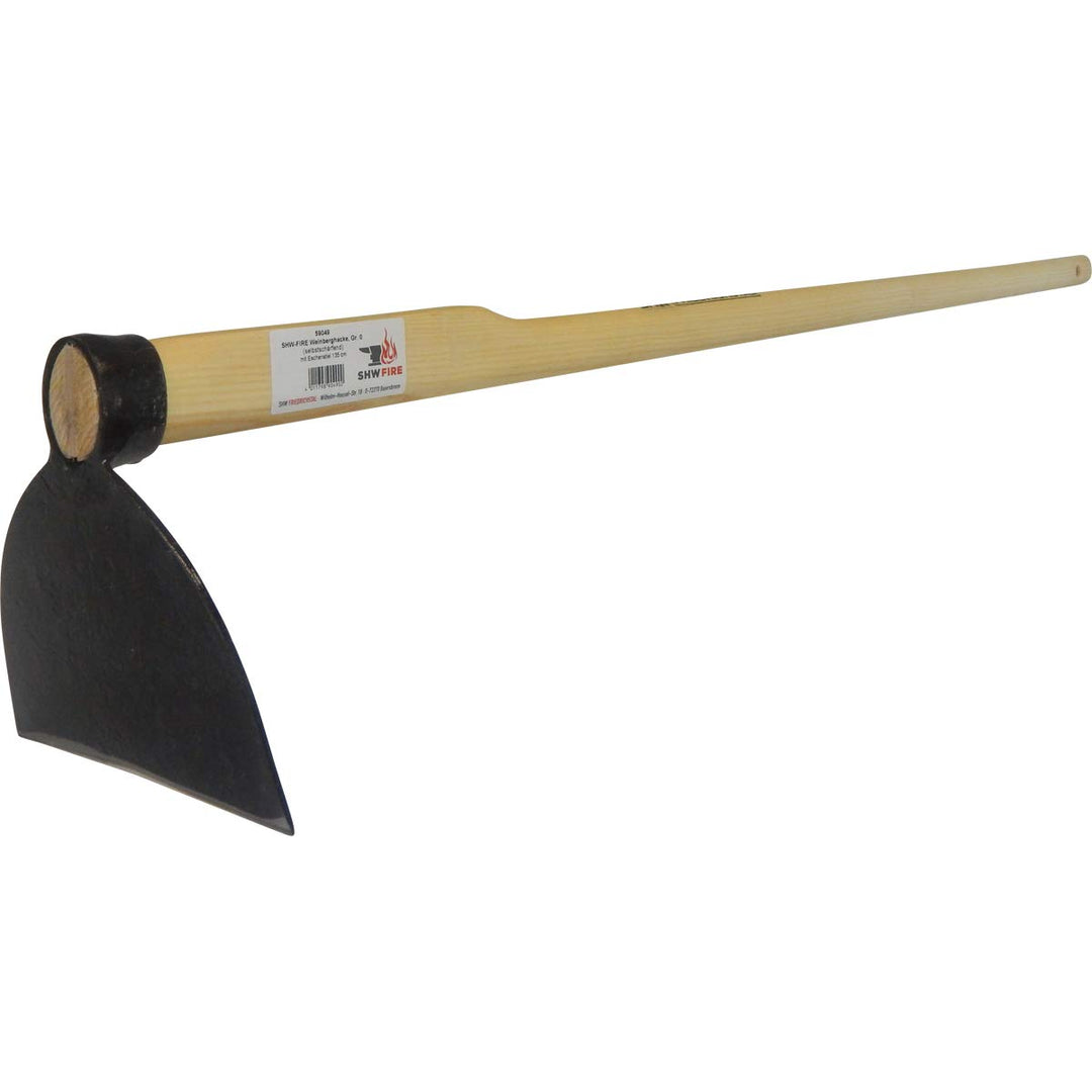 SHW-FIRE Weinberghacke - Breite Gartenhacke mit langem 135cm Eschenholzstiel - Erstklassig geschmied