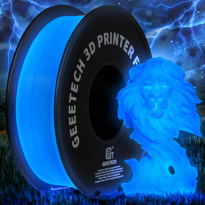 GEEETECH PLA Filament 1.75mm, Glows in the Dark Filament, 3D Drucker Filament 1kg Spool, Filament Le
