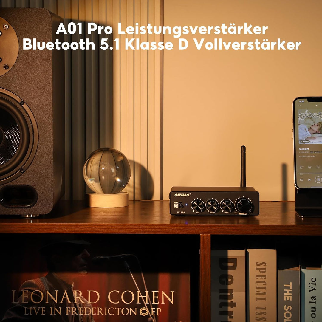 AIYIMA A01PRO Bluetooth 5.1 Audio Verstairker 100Wx2 Mini Hifi Verstarker 2.0 Kanal Klasse D TPA3116