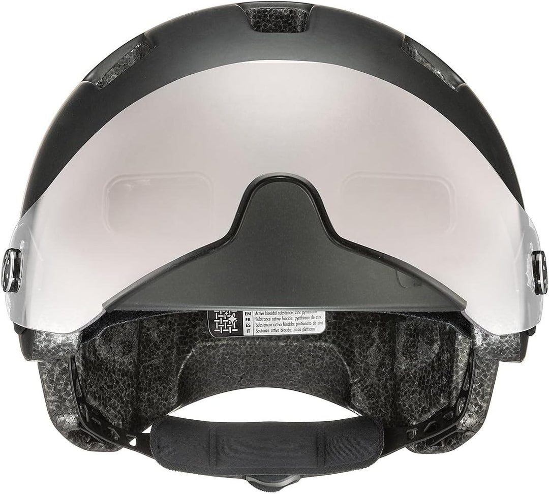 uvex rush visor - leichter City-Helm für Damen und Herren - mit Visier - inkl. LED-Licht - dark silv