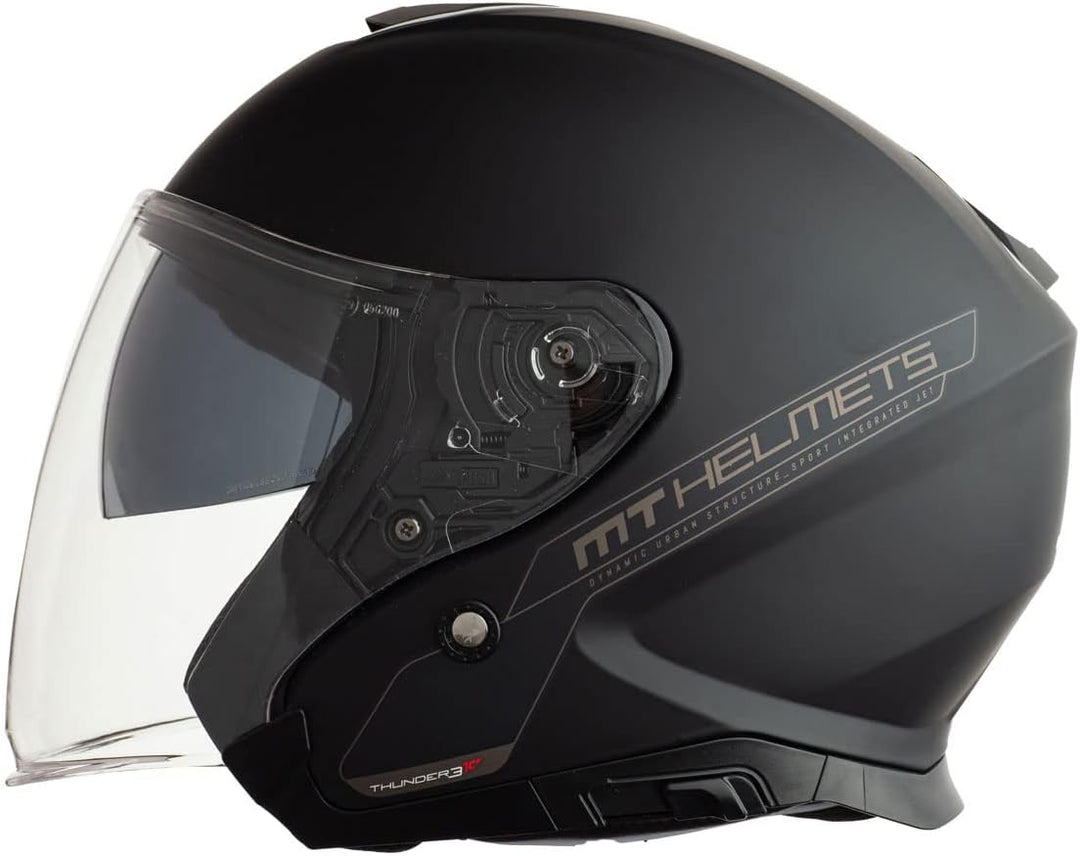 MT Helmets MT Helm Thunder III Jet Mattschwarz | Klares Visier | | Microlock-Verschluss | Polycarbon