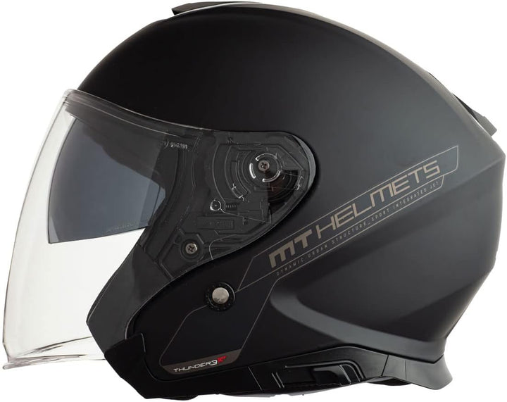 MT Helmets MT Helm Thunder III Jet Mattschwarz | Klares Visier | | Microlock-Verschluss | Polycarbon