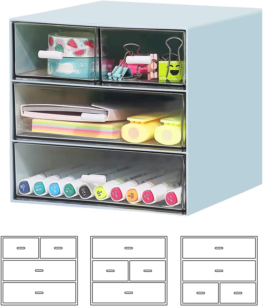 Schreibtisch-Aufbewahrung, Make-up-Aufbewahrungsbox mit 4 Schubladen, Kunststoff, Bürobedarf, Schrei