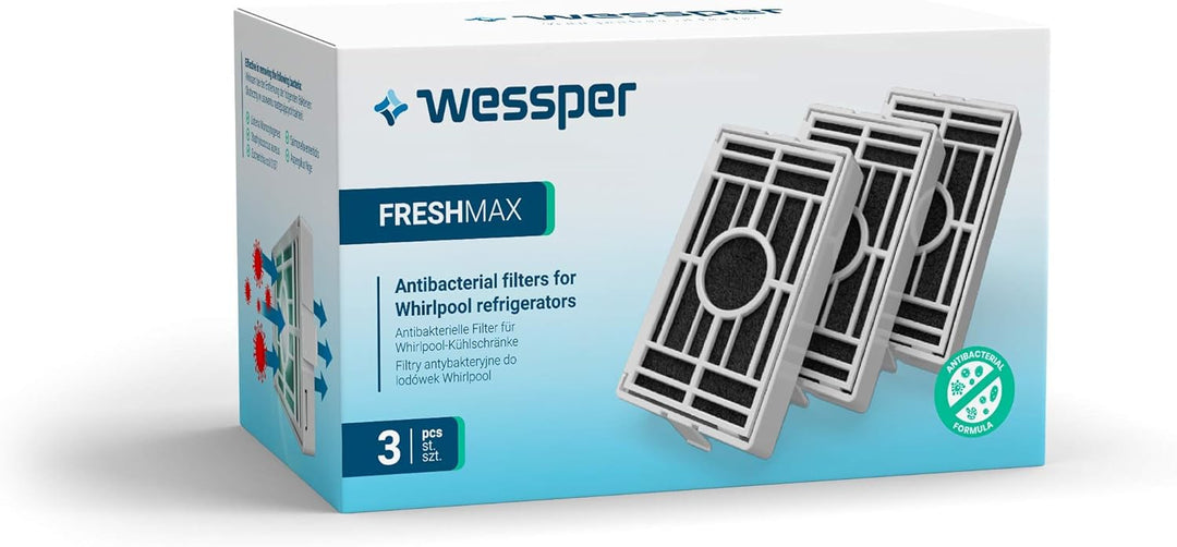 Wessper 3er Pack Antibakterieller Hygiene Luftfilter für Bauknecht Whirlpool Side-by-Side Kühlschran