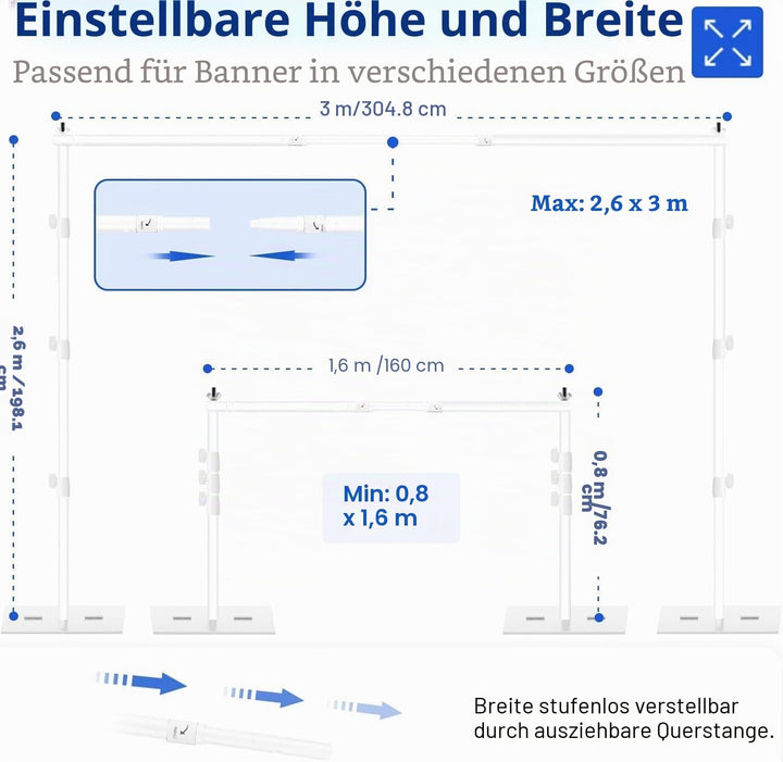 EMART Foto Hintergrund Ständer mit Stahlsockel, 2,6m x 3m Verstellbarer Hintergrundsystem, Hintergru