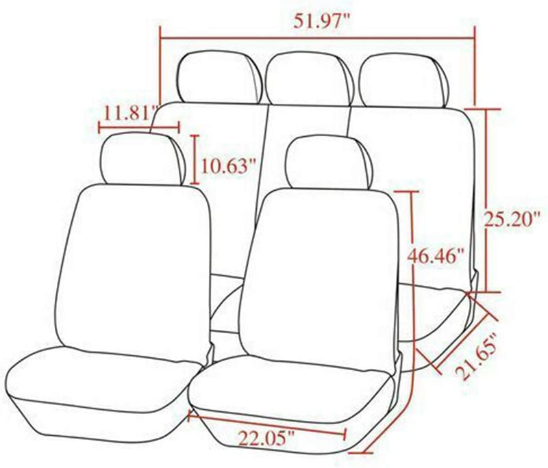 Universelle Autositzbezüge, Komplettes Set, Vordere Hintere Kopfstützen, Atmungsaktiv, Autositzschut