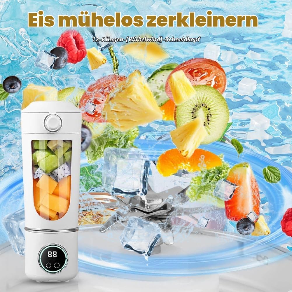 Tragbarer Mixer Smoothie Maker, Mixer to go 700 ml, Typ-C Wiederaufladbar, Becher mit Auslaufsichere