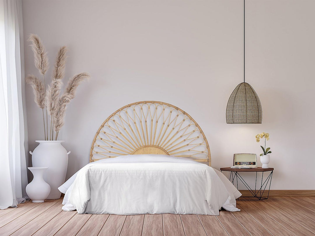 Vente-unique - Bettkopfteil - Rattan - 140 cm - Naturfarben - SOLIA