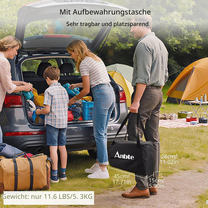 Anbte Campingtisch Klapptisch 67x58cm(LxB) Aluminium Aufrollbare Tischplatte mit 2 Höhen 44/70cm X-F