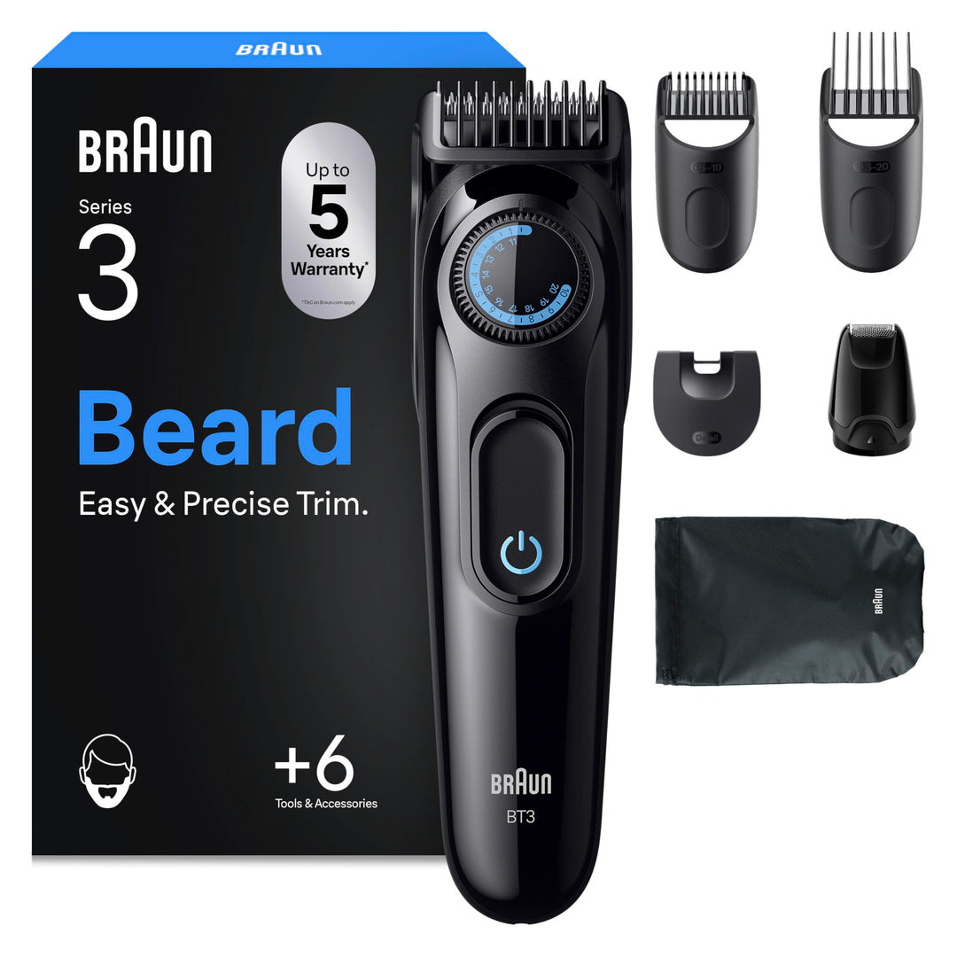 Braun Barttrimmer Series 3, Bartschneider Herren, BT3565, Schwarz | Kabelloser Bart Rasierer mit Ult