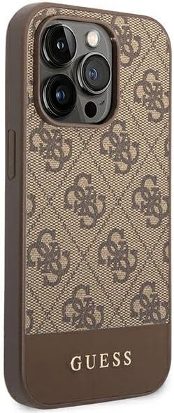 Guess GUHCP14LG4GLBR Schutzhülle für iPhone 14 Pro 6, 2,5 cm (1 Zoll), braune Hartschale, 4G Stripe