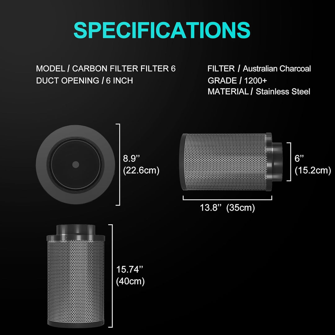 Luftkohlefilter, 10,2 cm, Geruchskontrolle, entfernt 3 x mehr Gerüche, Verunreinigungen, australisch