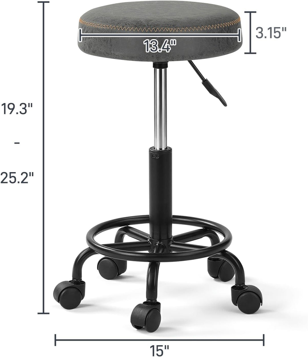 Ergonomischer Rollhocker mit Rückenlehne Arbeitshocker Drehhocker Rollhocker 360° drehbar Höhenverst