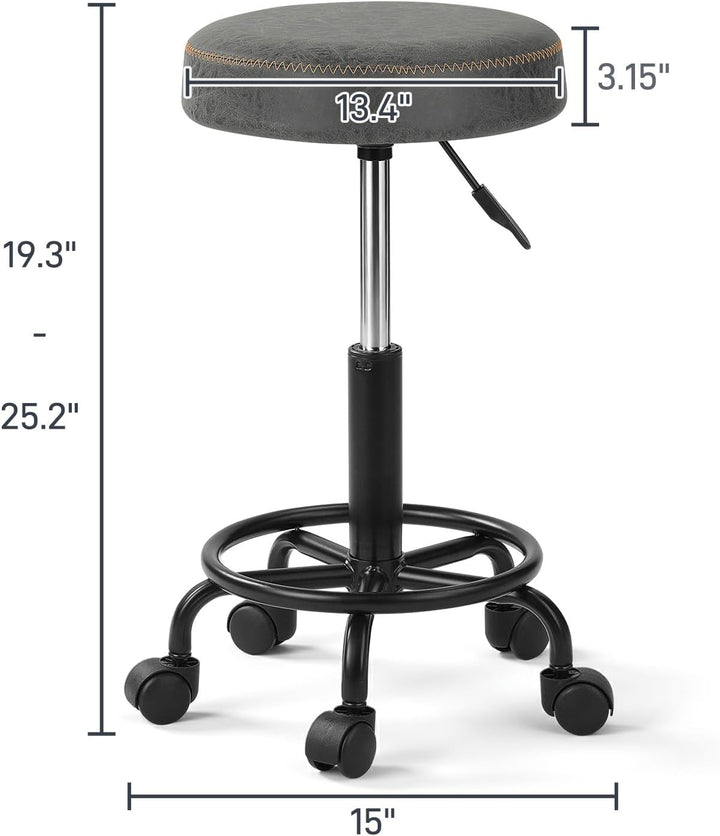 Ergonomischer Rollhocker mit Rückenlehne Arbeitshocker Drehhocker Rollhocker 360° drehbar Höhenverst