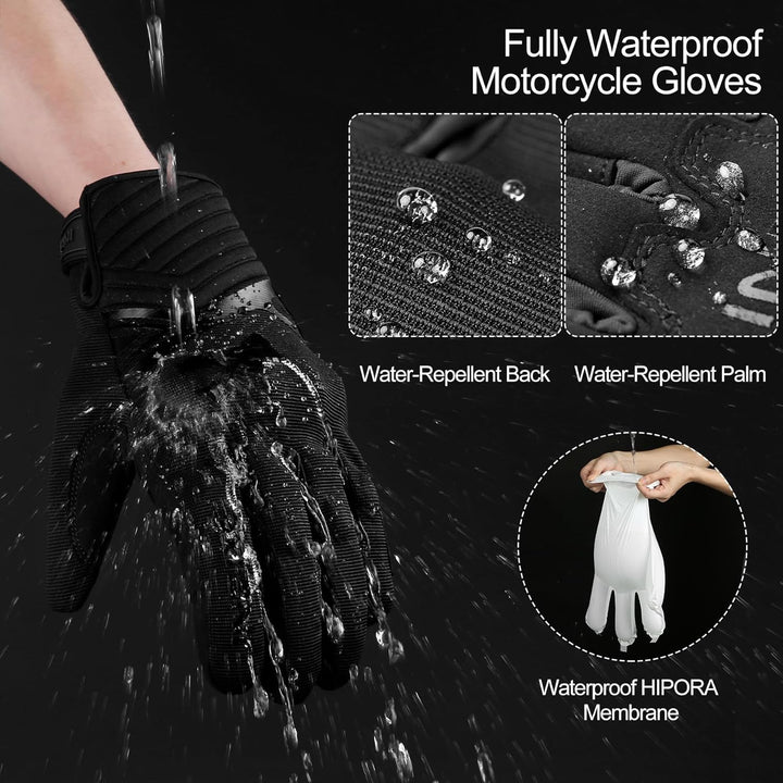 INBIKE Winter Motorradhandschuhe Wasserdicht Warm Winddicht mit Harter Schutz Motocross Motorrad Han