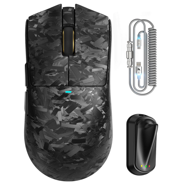 ATTACK SHARK X11 Ultra Kabellose Gaming-Maus mit C06 Ultra LED-Kabel, Carbonfaser-Verbundgehäuse, 54