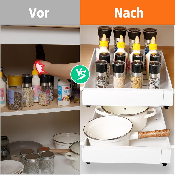 Teleskopschublade,Dehnbar Ausziehbarer Schrank Organizer, Kohlenstoffstahl Ausziehbare Schubladen Au