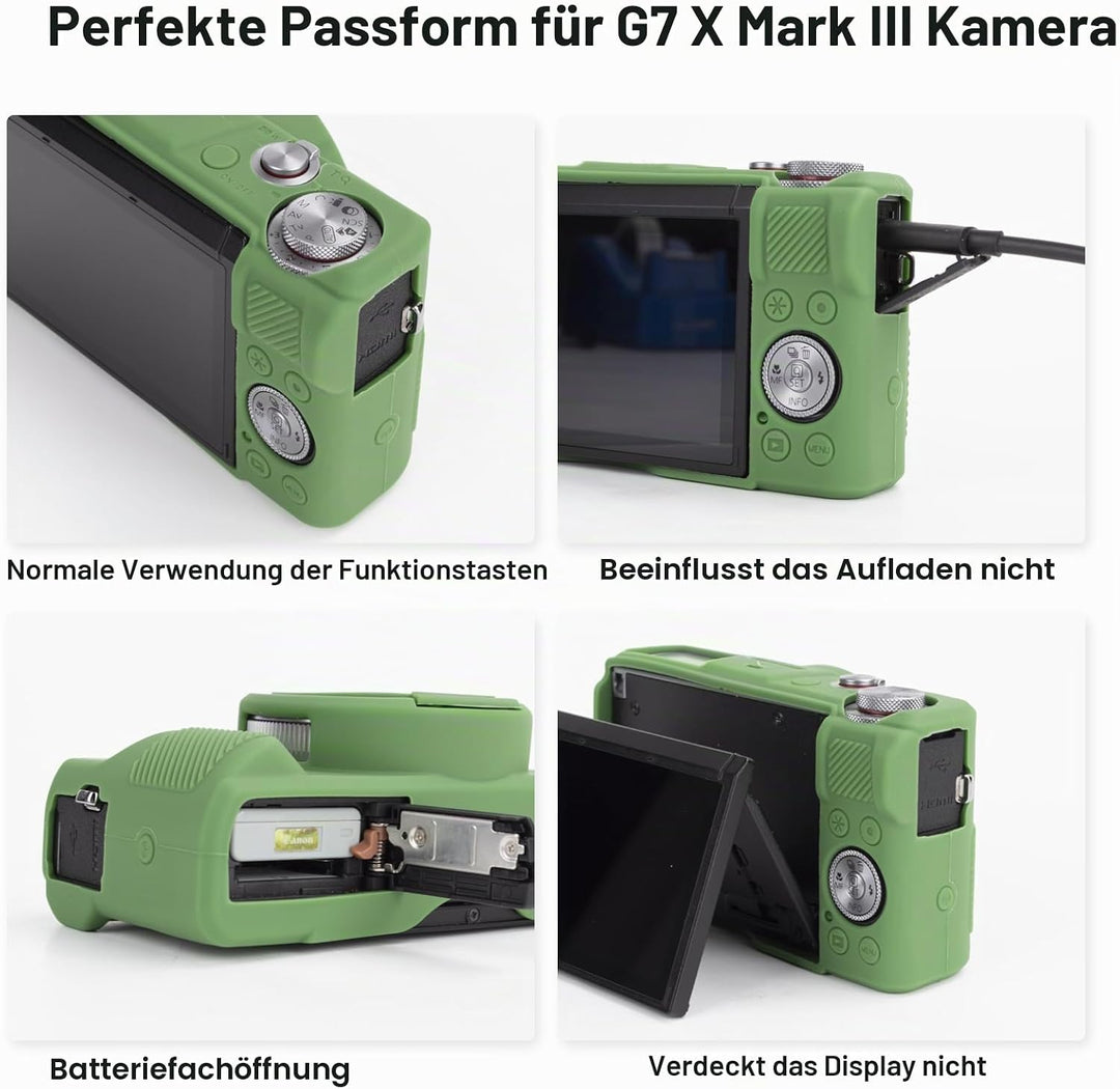 Rieibi Silikon-Schutzhülle für Canon G7X Mark III Hülle, G7X Mark III Zubehör mit 2 Stück Displaysch
